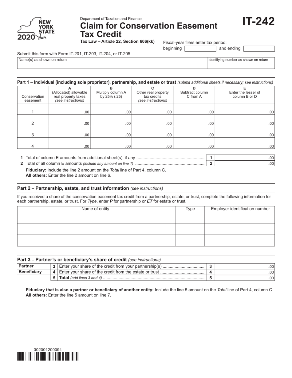 Form IT242 2020 Fill Out, Sign Online and Download Fillable PDF