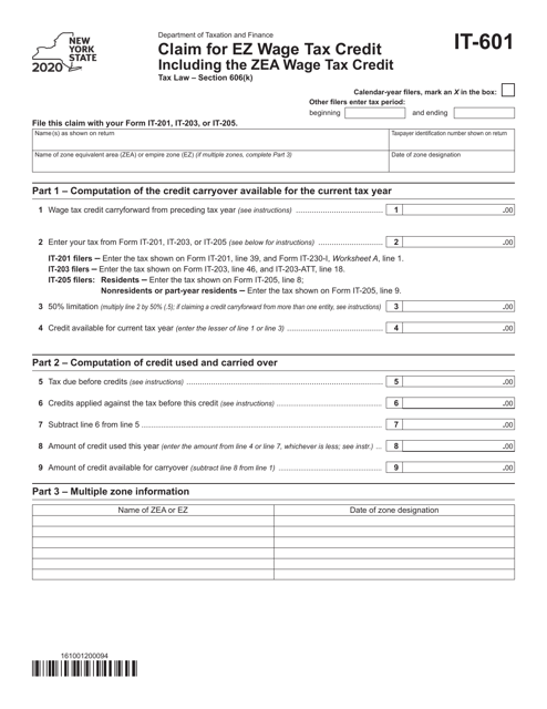 Form IT-601 2020 Printable Pdf