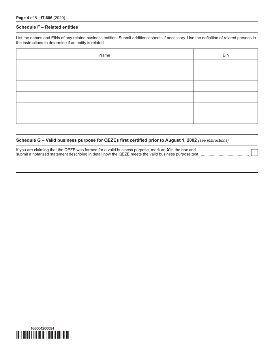 Form IT-606 Claim for Qeze Credit for Real Property Taxes - New York, Page 4