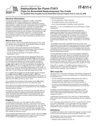 Instructions for Form IT-611 Claim for Brownfield Redevelopment Tax Credit for Qualified Sites Accepted Into the Brownfield Cleanup Program Prior to June 23, 2008 - New York