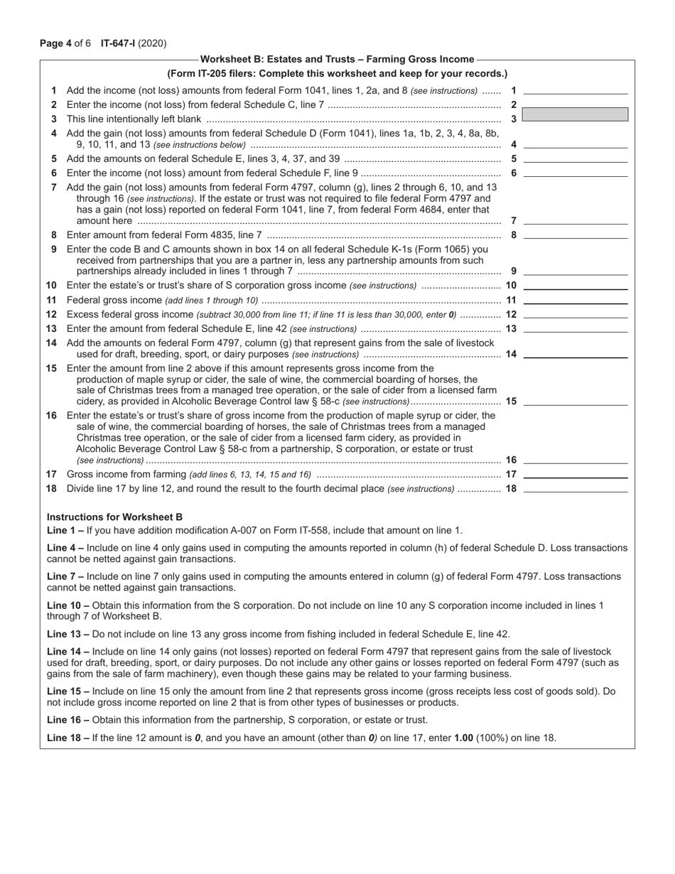 Instructions for Form IT-647, IT-647-ATT Farm Workforce Retention Credit - New York, Page 4