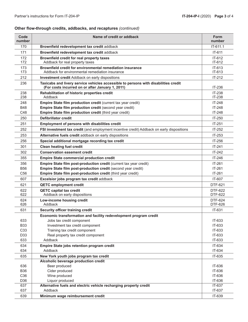 Instructions for Form IT-204-IP New York Partners Schedule K-1 - New York, Page 3
