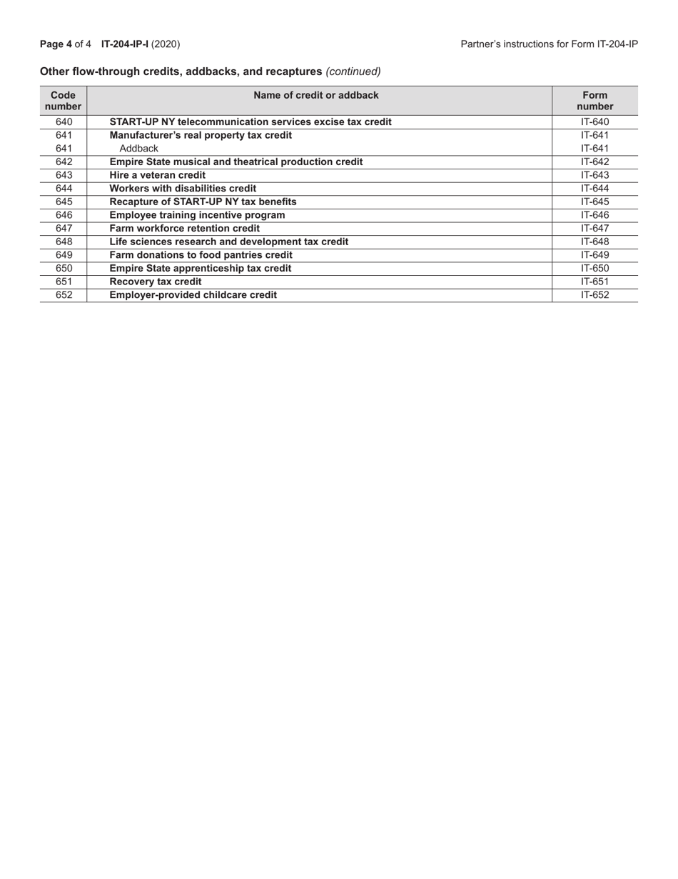 Instructions for Form IT-204-IP New York Partners Schedule K-1 - New York, Page 4