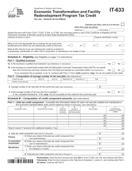 Document preview: Form IT-633 Economic Transformation and Facility Redevelopment Program Tax Credit - New York