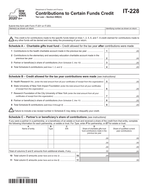 Form IT-228 2020 Printable Pdf