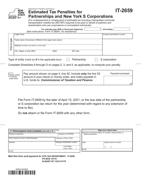 Form IT-2659 2020 Printable Pdf