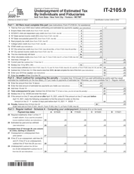 Form IT-2105.9 Underpayment of Estimated Tax by Individuals and Fiduciaries - New York