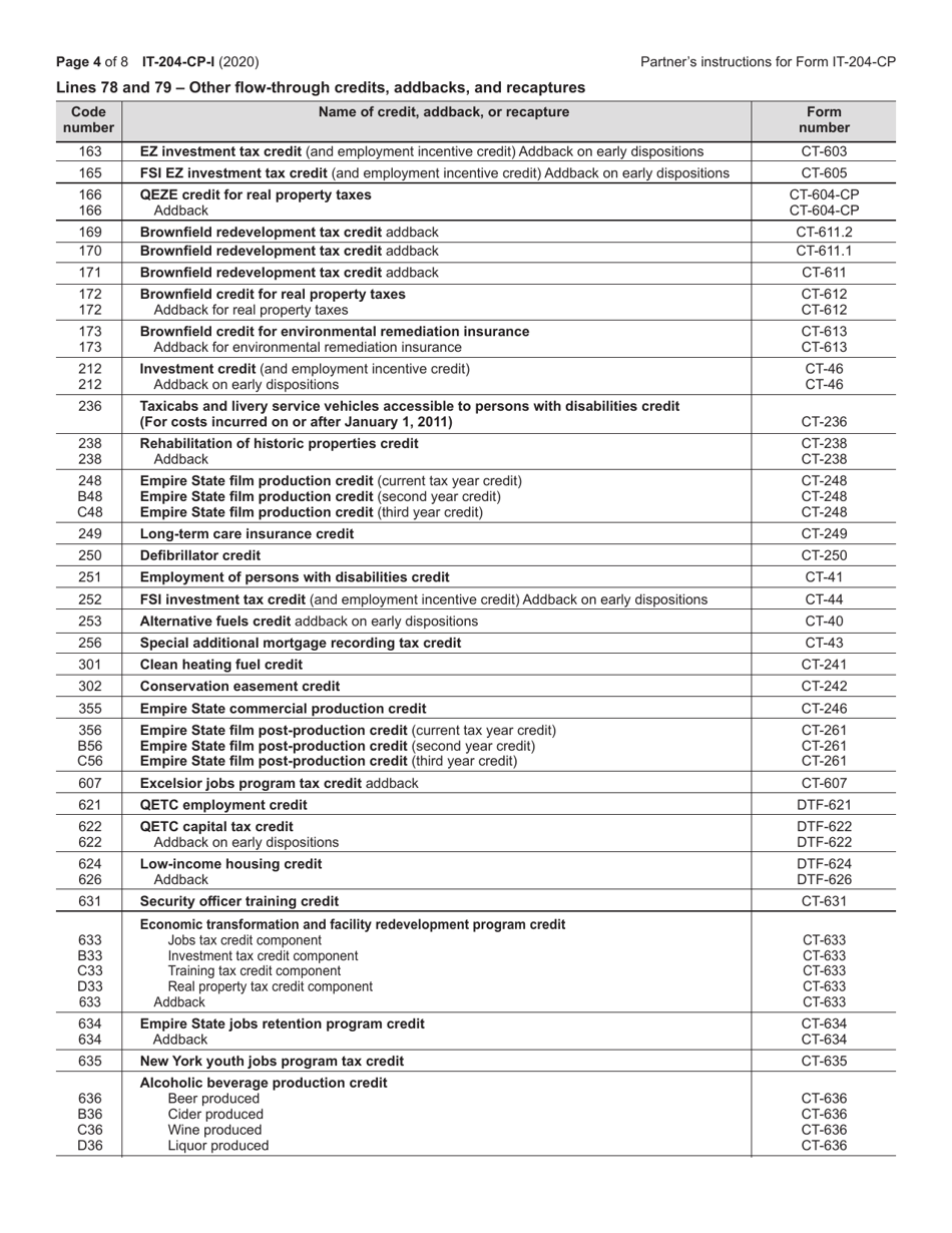 Instructions for Form IT-204-CP New York Corporate Partners Schedule K-1 - New York, Page 4
