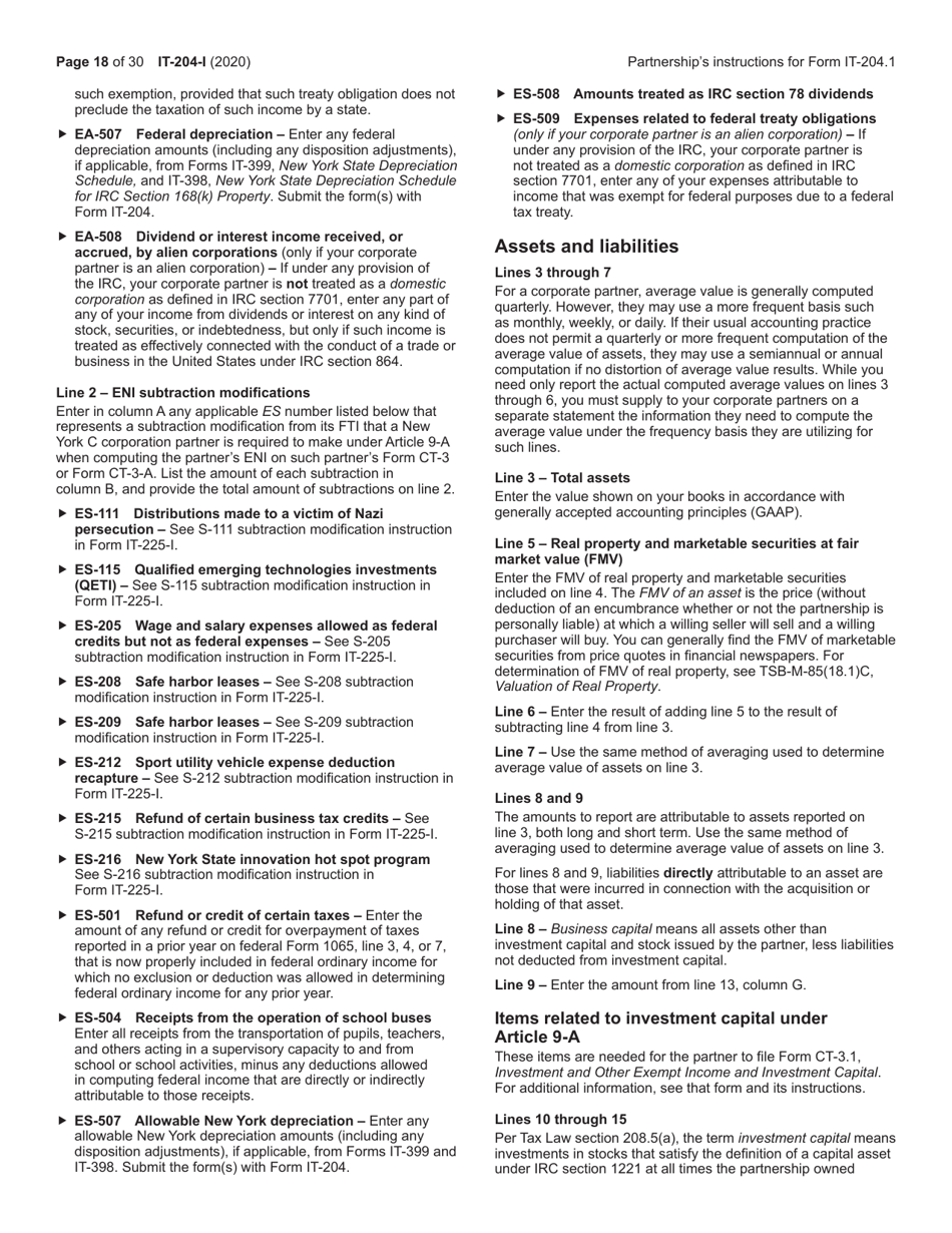 Instructions for Form IT-204, IT-204-IP, IT-204.1, IT-204-CP - New York, Page 18