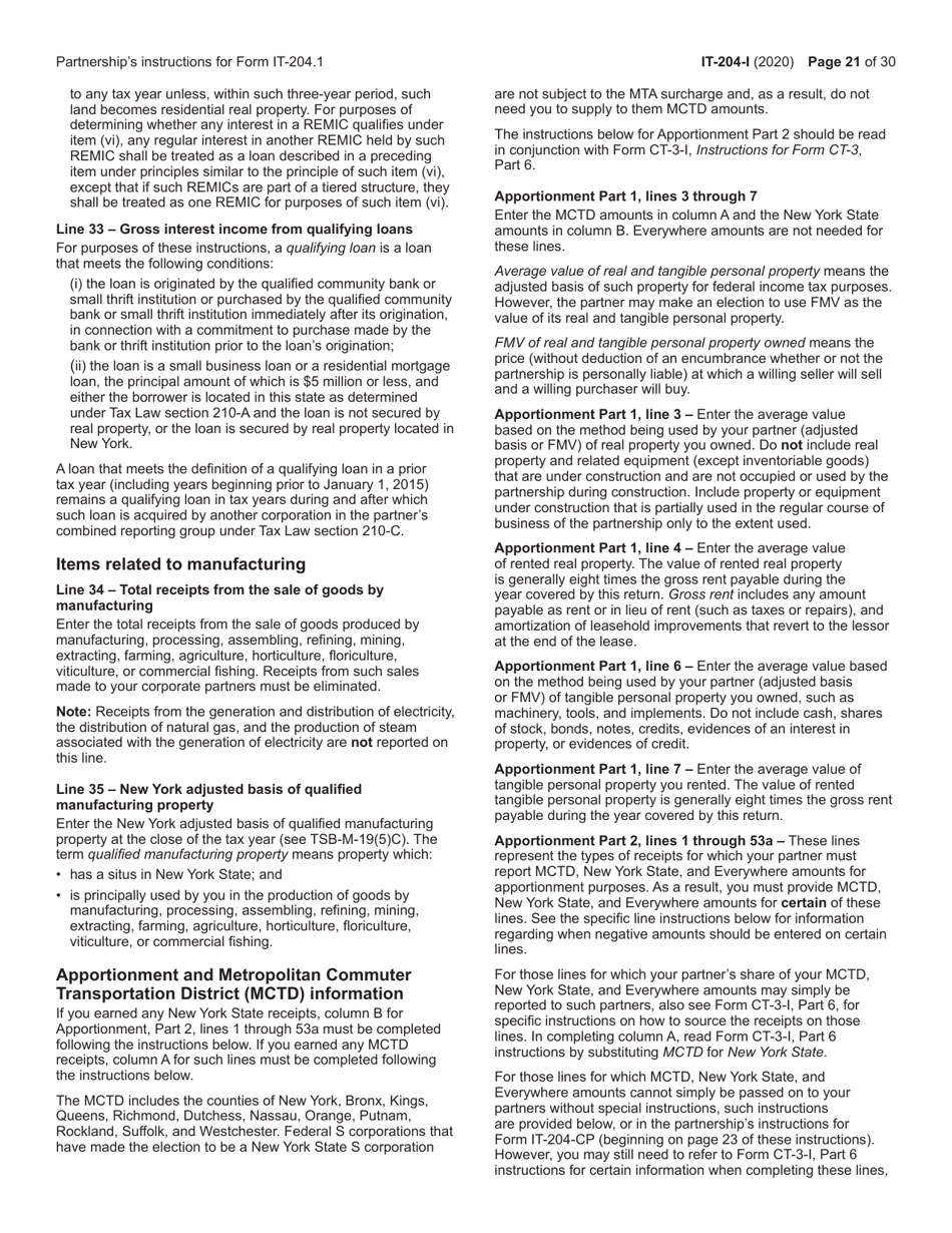 Instructions for Form IT-204, IT-204-IP, IT-204.1, IT-204-CP - New York, Page 21