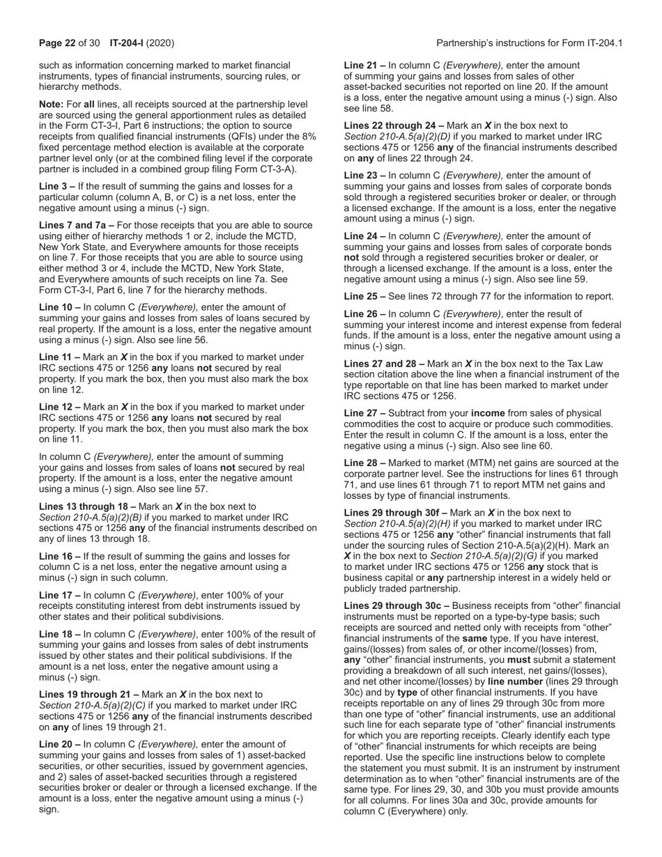Instructions for Form IT-204, IT-204-IP, IT-204.1, IT-204-CP - New York, Page 22