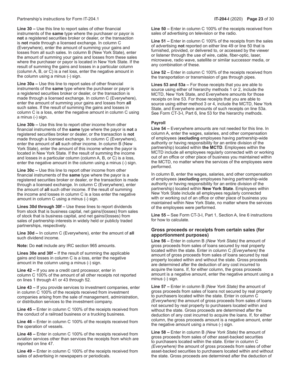 Instructions for Form IT-204, IT-204-IP, IT-204.1, IT-204-CP - New York, Page 23