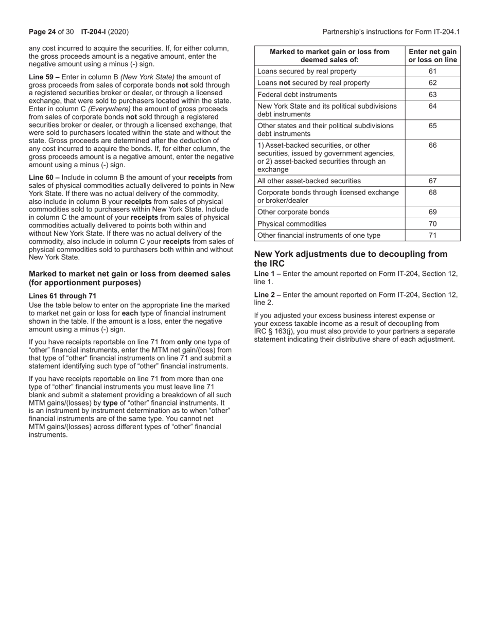 Instructions for Form IT-204, IT-204-IP, IT-204.1, IT-204-CP - New York, Page 24