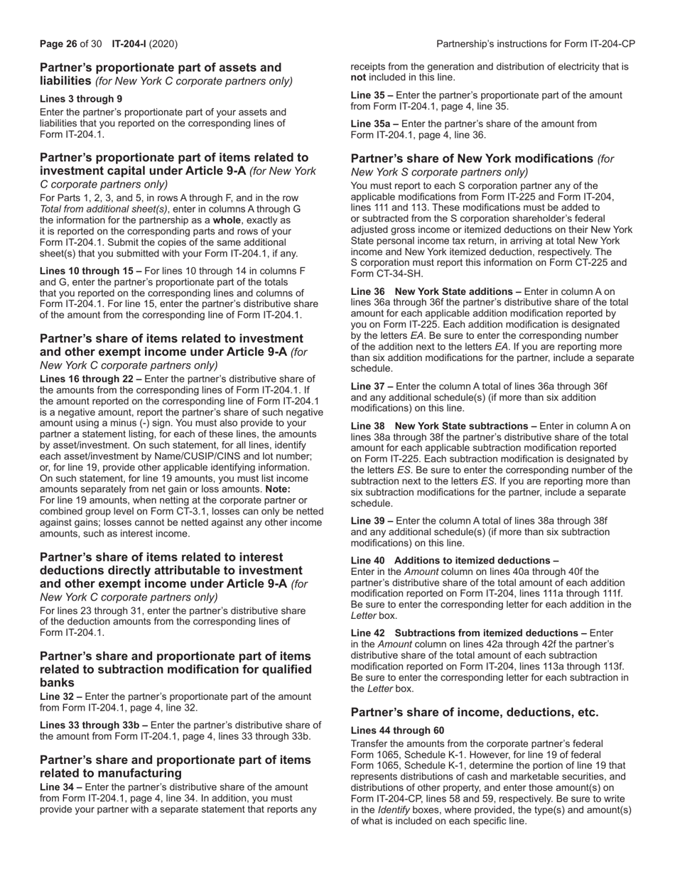 Instructions for Form IT-204, IT-204-IP, IT-204.1, IT-204-CP - New York, Page 26