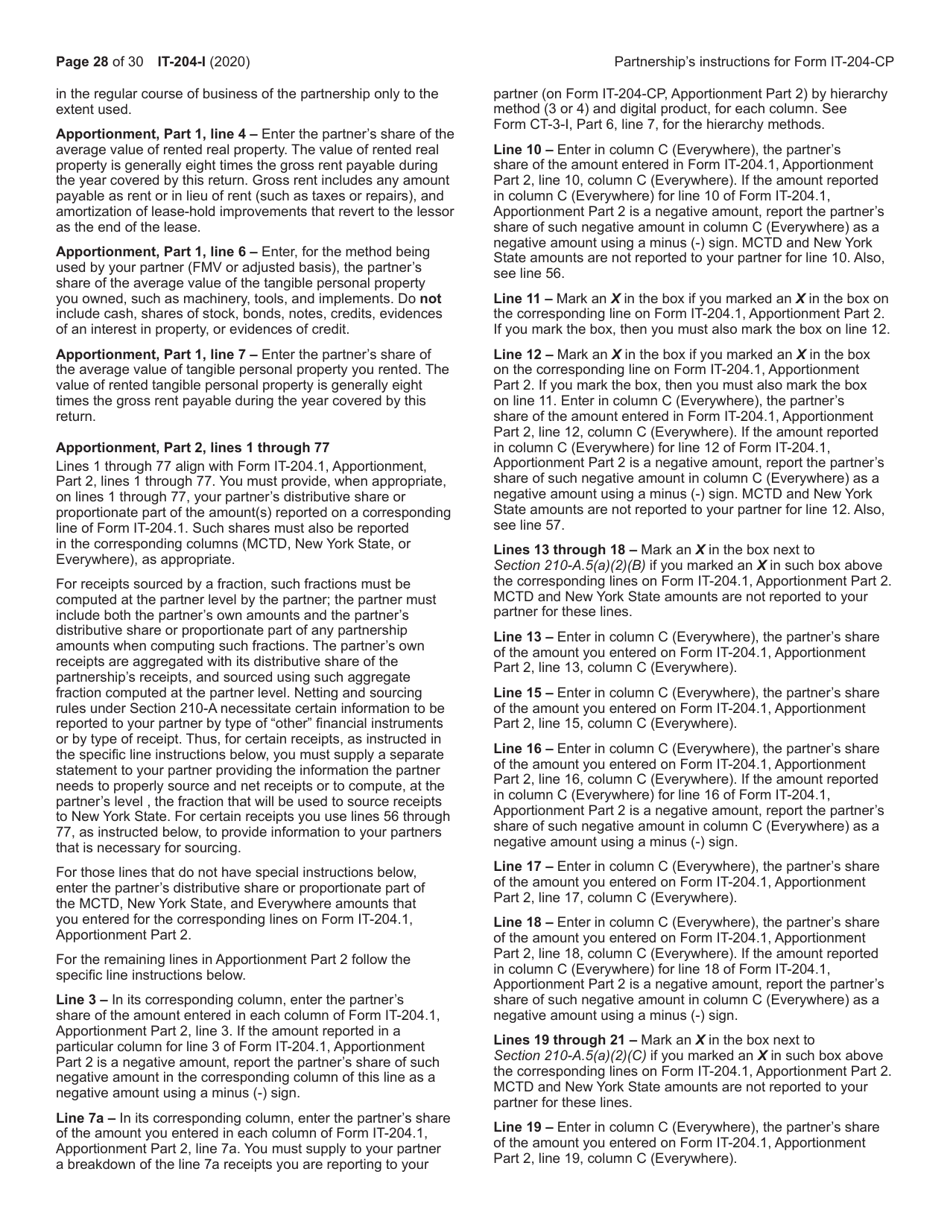 Instructions for Form IT-204, IT-204-IP, IT-204.1, IT-204-CP - New York, Page 28