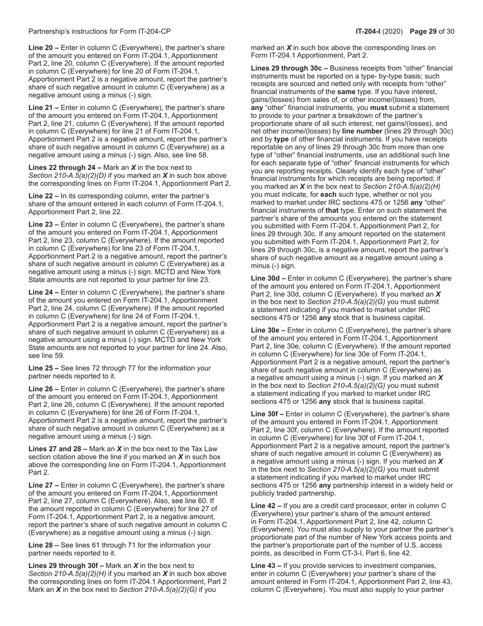 Instructions for Form IT-204, IT-204-IP, IT-204.1, IT-204-CP - New York, Page 29