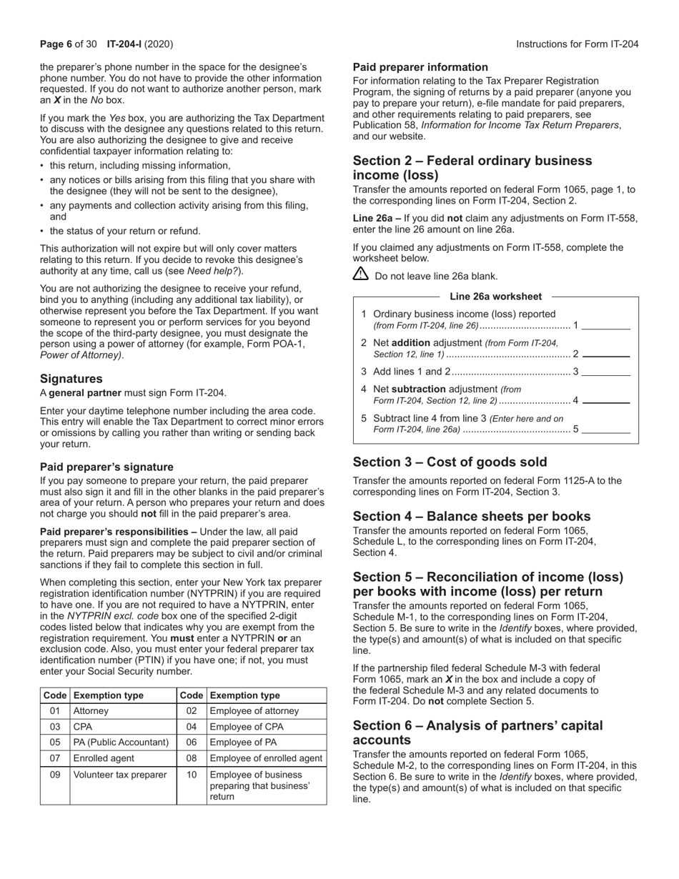 Instructions for Form IT-204, IT-204-IP, IT-204.1, IT-204-CP - New York, Page 6