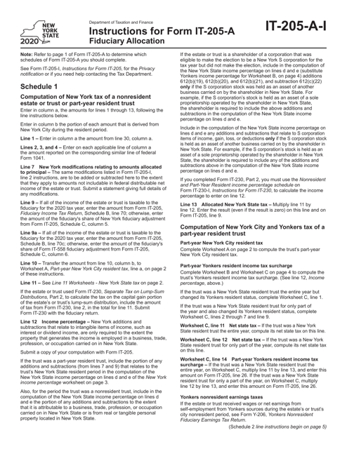 Form IT-205-A 2020 Printable Pdf