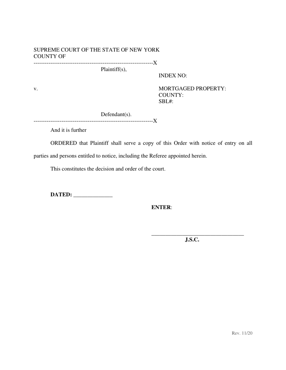 New York Order of Reference and Default Judgment Fill Out, Sign