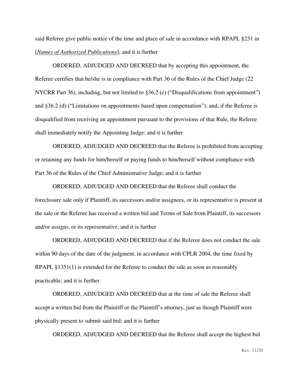 Order Confirming Referee Report and Judgment of Foreclosure and Sale - New York, Page 3