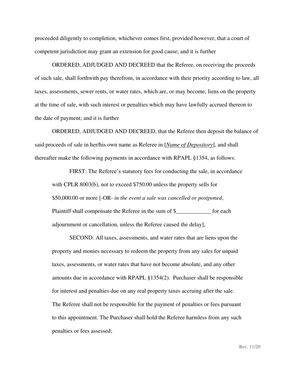 Order Confirming Referee Report and Judgment of Foreclosure and Sale - New York, Page 5