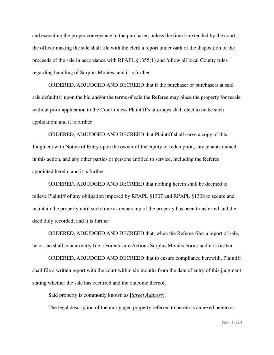 Order Confirming Referee Report and Judgment of Foreclosure and Sale - New York, Page 9