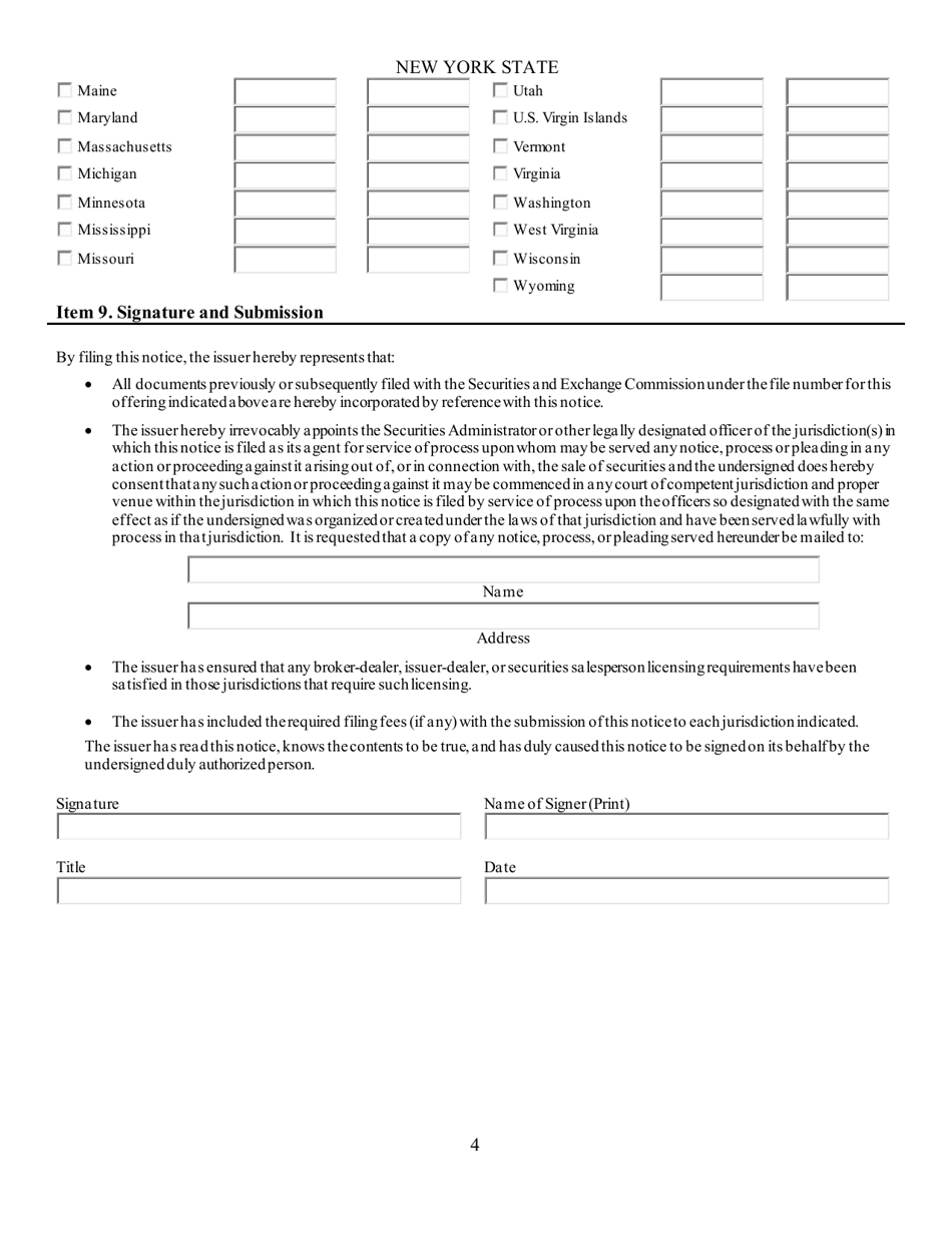 Uniform Notice Filing of Regulation a - Tier 2 Offering - New York, Page 4