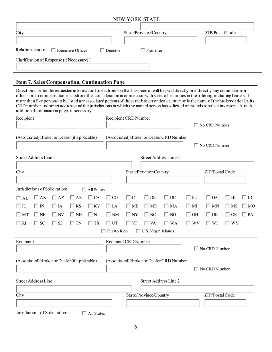 Uniform Notice Filing of Regulation a - Tier 2 Offering - New York, Page 6