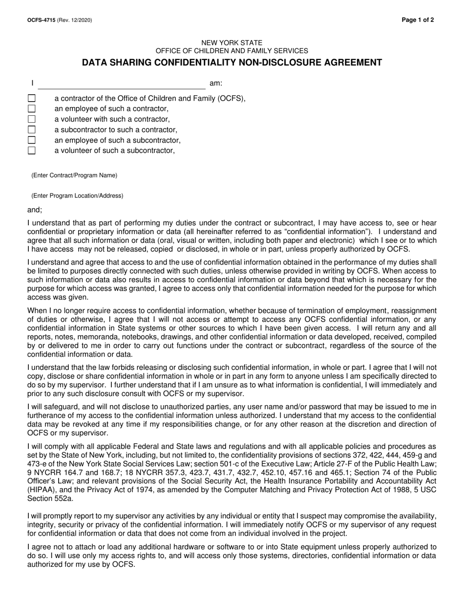 Form OCFS-4715 Download Printable PDF or Fill Online Data Sharing ...