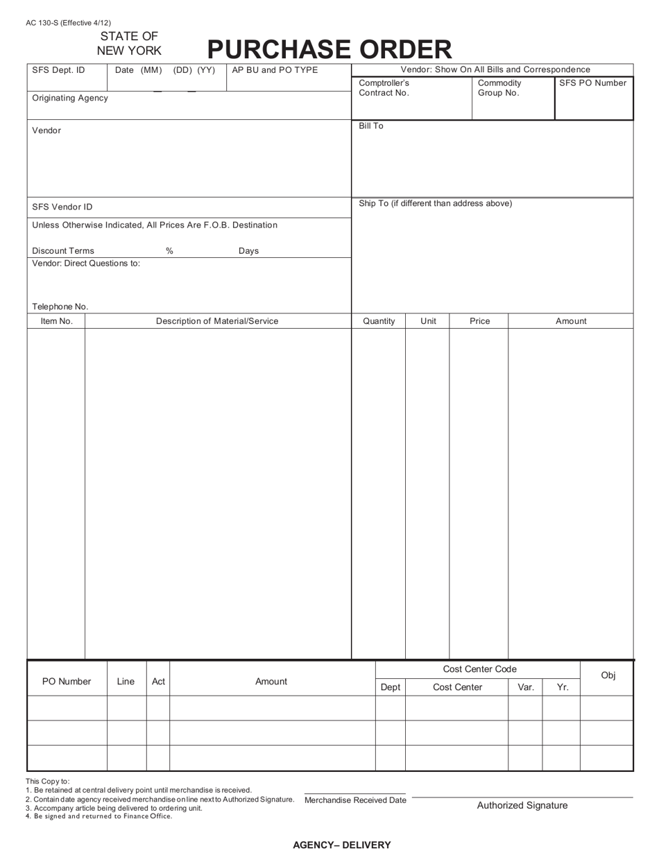 Form AC130-S Purchase Order - New York, Page 7