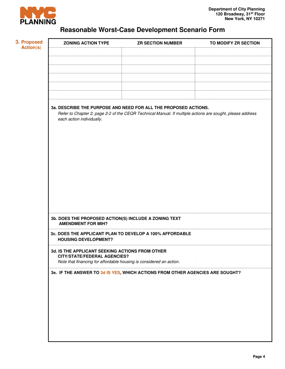 Reasonable Worst-Case Development Scenario Form - Draft - New York City, Page 4