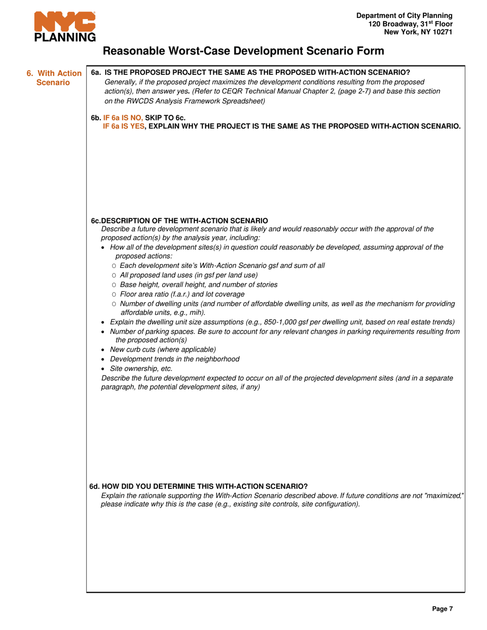 Reasonable Worst-Case Development Scenario Form - Draft - New York City, Page 7