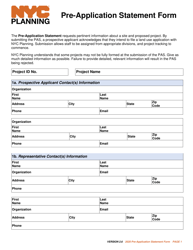 Document preview: Pre-application Statement Form - New York City