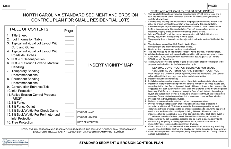 11 X 17 Plan Title Sheet - North Carolina, Page 1