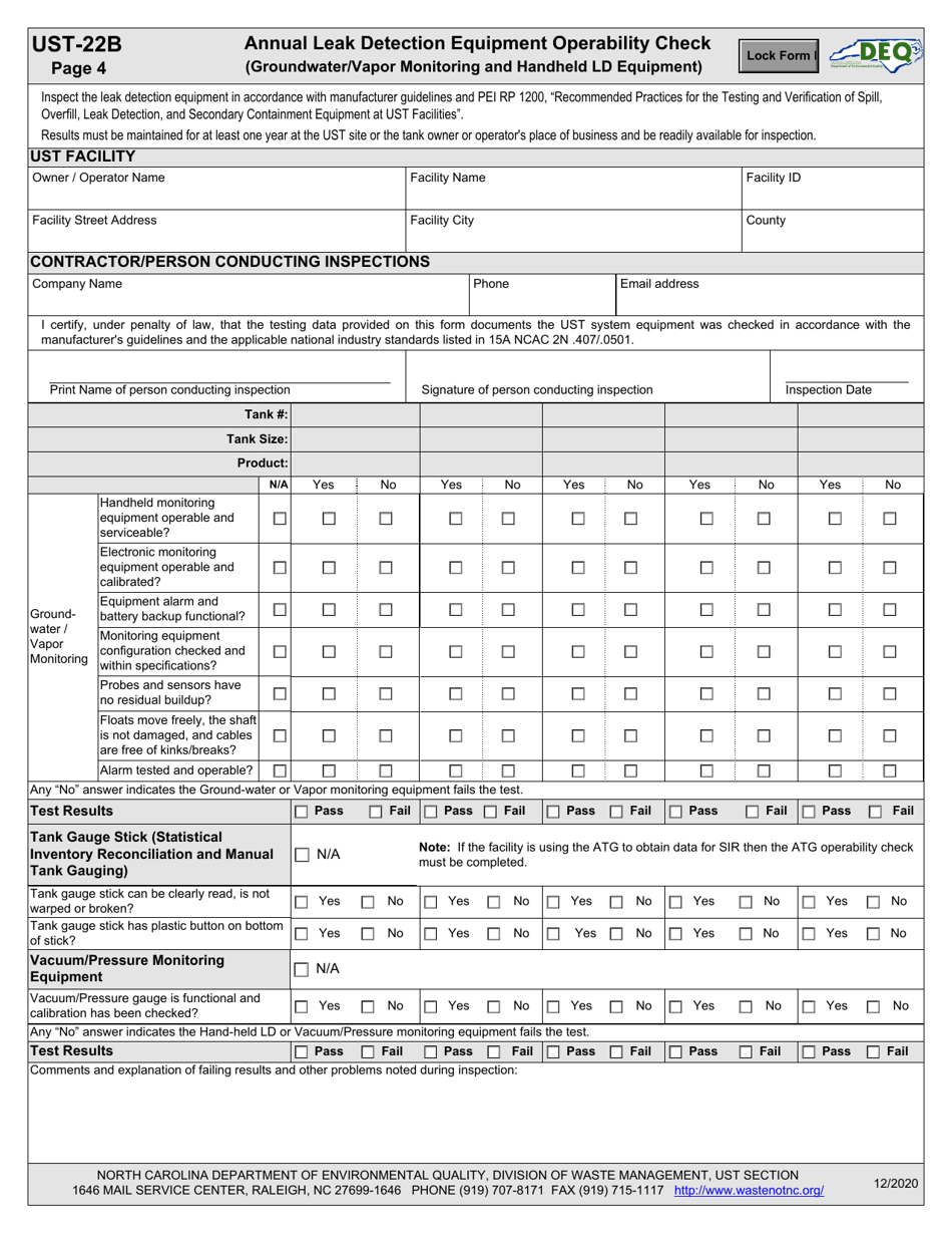 Form UST-22B Download Fillable PDF or Fill Online Annual Leak Detection ...