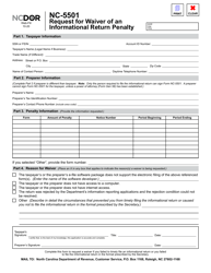 Form NC-5501 Request for Waiver of an Informational Return Penalty - North Carolina, Page 2