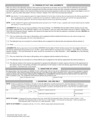 Form AOC-CR-225 Non-capital Criminal Case Trial Level Fee Application Order for Payment Judgment Against Indigent - North Carolina, Page 2