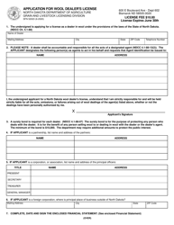 Form SFN52023 &quot;Application for Wool Dealer's License&quot; - North Dakota