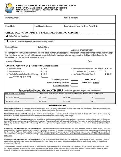 Form SFN6087  Printable Pdf