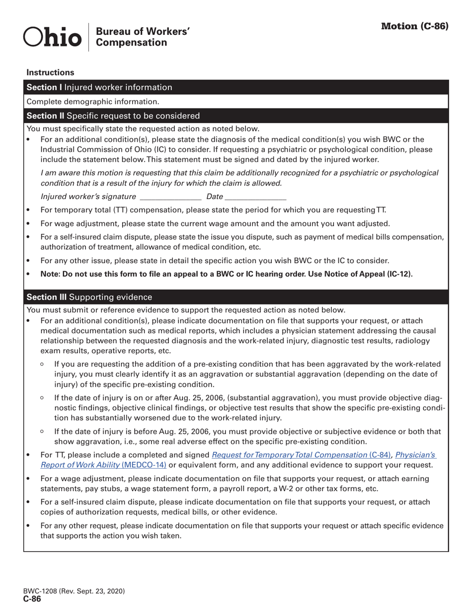 2008 — 2024 Form C-86 (BWC-1208) Download Printable PDF or Fill Online ...