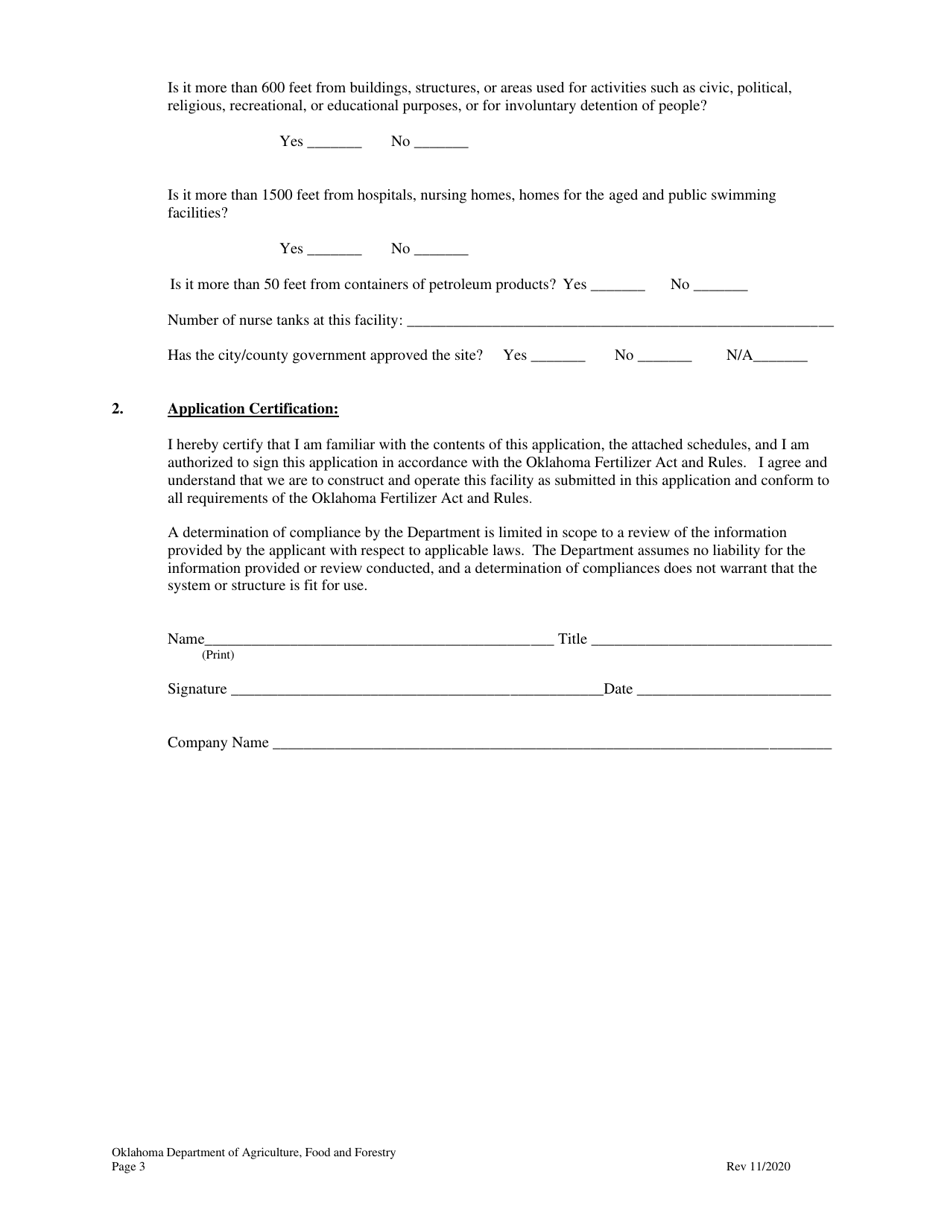 Application for Anhydrous Ammonia Storage Facility - Oklahoma, Page 3