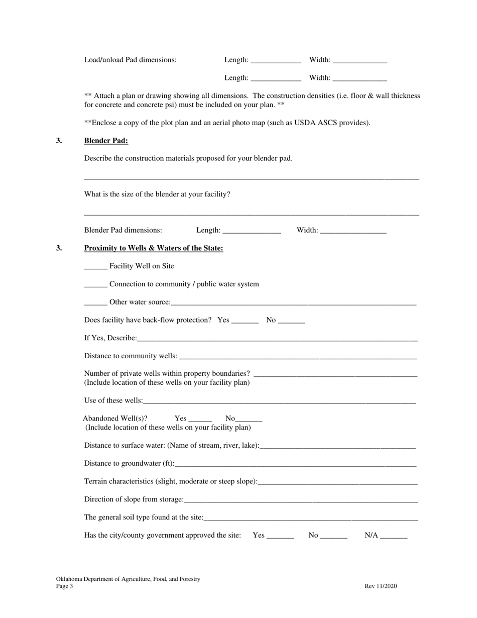 Application for Bulk Dry Fertilizer Storage Facility - Oklahoma, Page 3