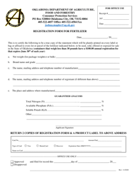Document preview: Registration Form for Fertilizer - Oklahoma