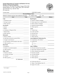 Form 440-5515 Personal Balance Sheet - Oregon