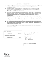 Form 440-2774 Trade Name or Assumed Business Name Application - Oregon, Page 3