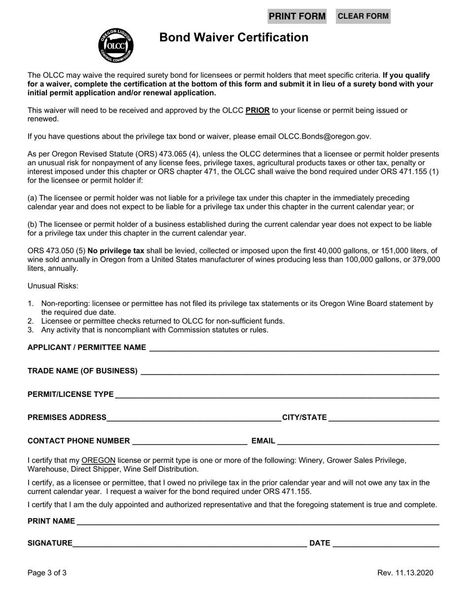 Direct Shipper Permit Application and Agreement for Licensees Outside of Oregon - Oregon, Page 3