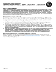Certificate of Approval (Cera) Application &amp; Agreement - Oregon, Page 2