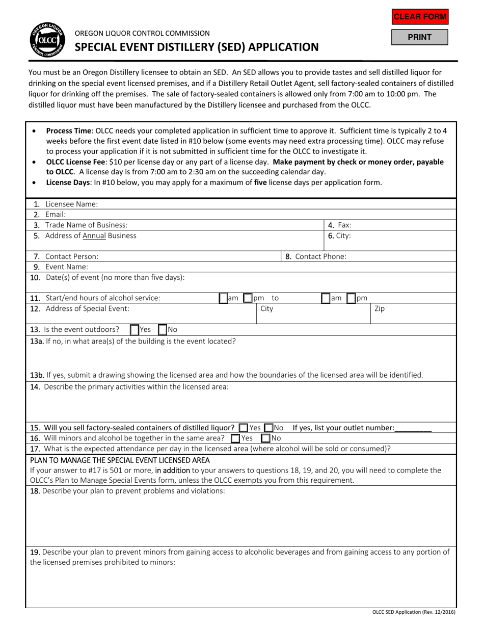 Special Event Distillery (Sed) Application - Oregon, Page 3