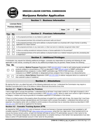 Form MJ17-5020 Marijuana Retailer Application - Oregon, Page 2