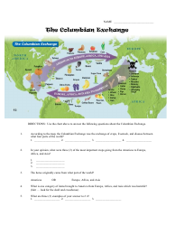 &quot;The Columbian Exchange Worksheet&quot;